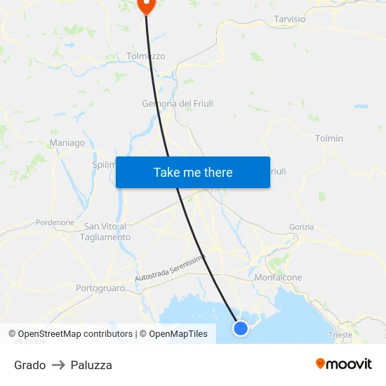 Grado to Paluzza map