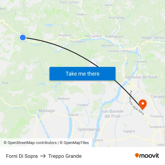 Forni Di Sopra to Treppo Grande map