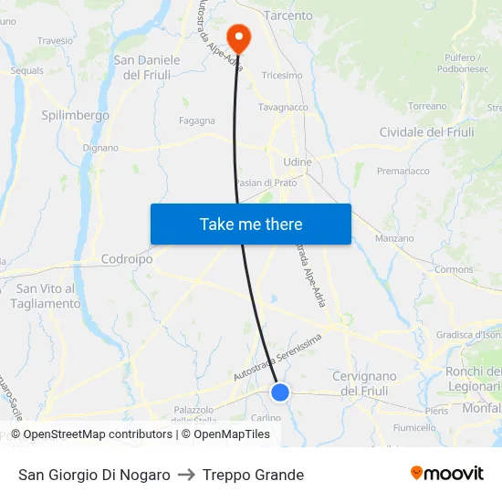 San Giorgio Di Nogaro to Treppo Grande map