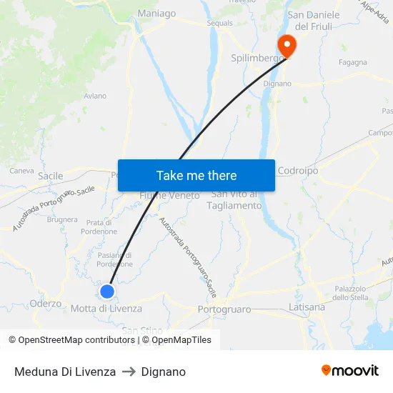 Meduna di Livenza to Dignano map