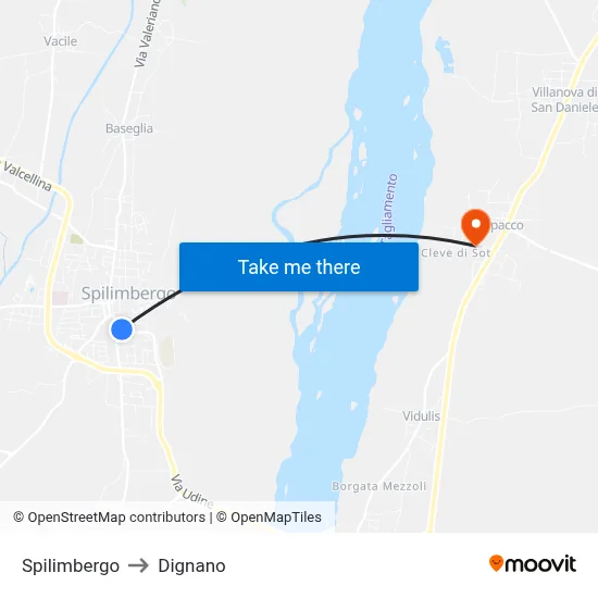 Spilimbergo to Dignano map
