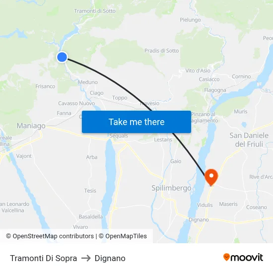 Tramonti di Sopra to Dignano map