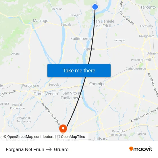 Forgaria nel Friuli to Gruaro map