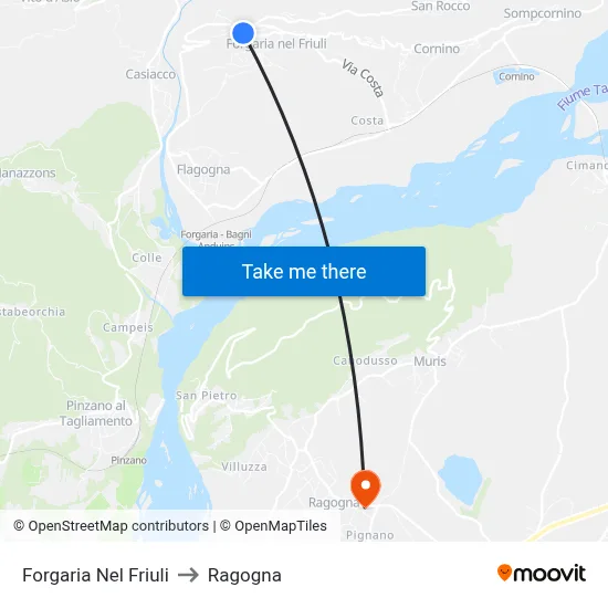 Forgaria nel Friuli to Ragogna map
