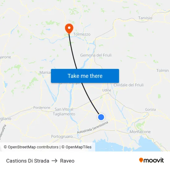 Castions Di Strada to Raveo map