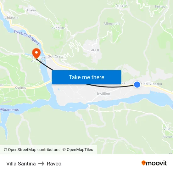 Villa Santina to Raveo map