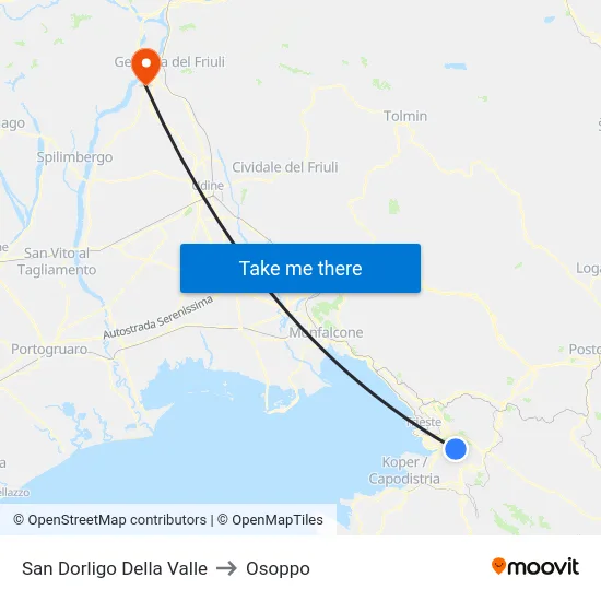 San Dorligo Della Valle to Osoppo map