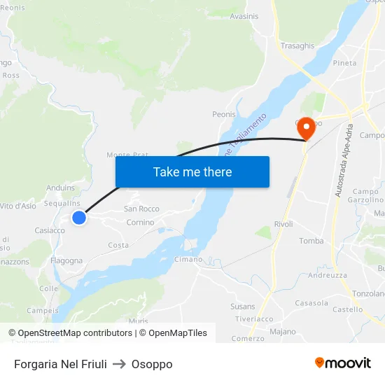 Forgaria Nel Friuli to Osoppo map