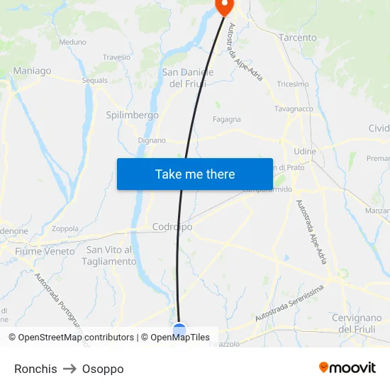 Ronchis to Osoppo map