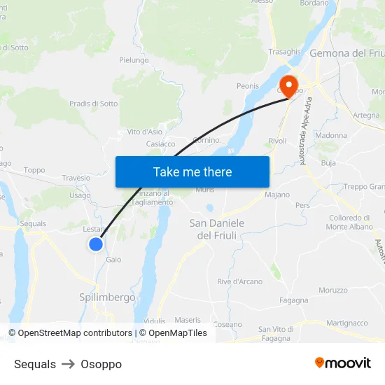 Sequals to Osoppo map