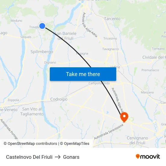 Castelnovo Del Friuli to Gonars map