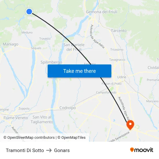 Tramonti Di Sotto to Gonars map