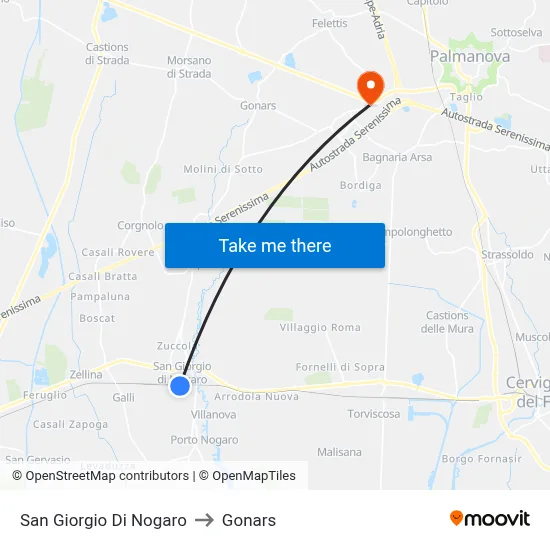 San Giorgio Di Nogaro to Gonars map