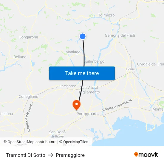 Tramonti di Sotto to Pramaggiore map