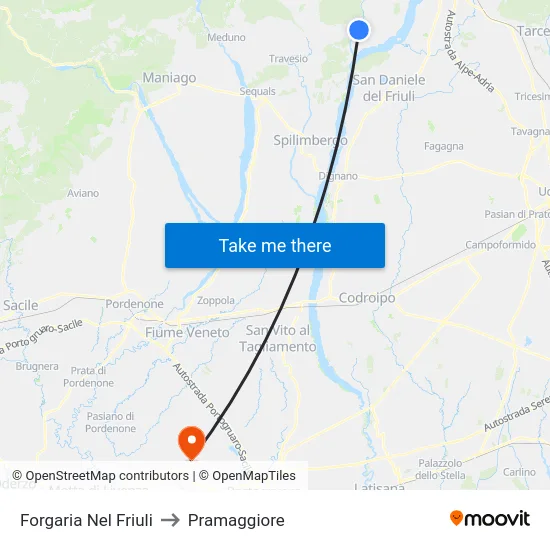 Forgaria Nel Friuli to Pramaggiore map