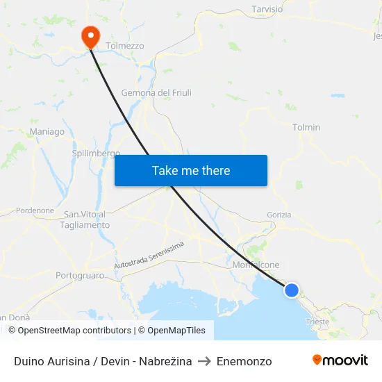 Duino Aurisina / Devin - Nabrežina to Enemonzo map