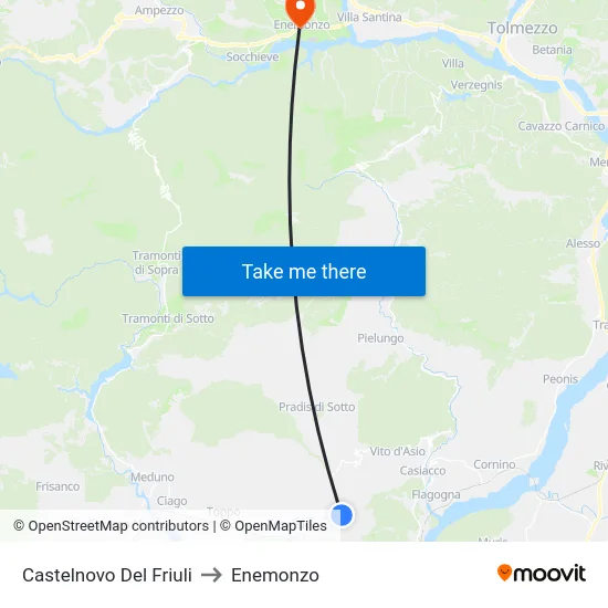 Castelnovo Del Friuli to Enemonzo map