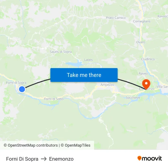 Forni Di Sopra to Enemonzo map