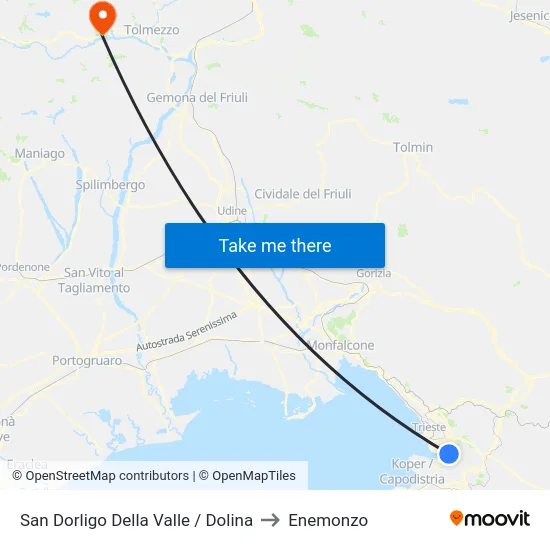 San Dorligo Della Valle / Dolina to Enemonzo map