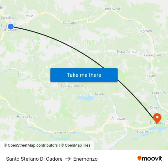 Santo Stefano Di Cadore to Enemonzo map