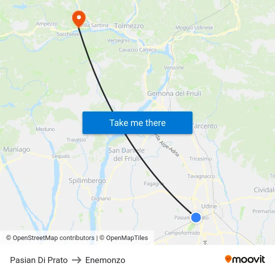 Pasian Di Prato to Enemonzo map