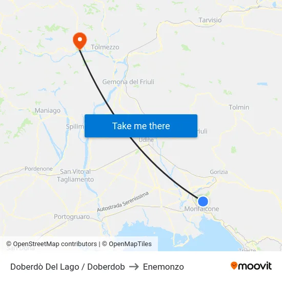 Doberdò Del Lago / Doberdob to Enemonzo map