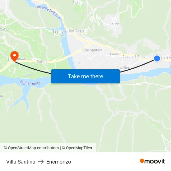 Villa Santina to Enemonzo map