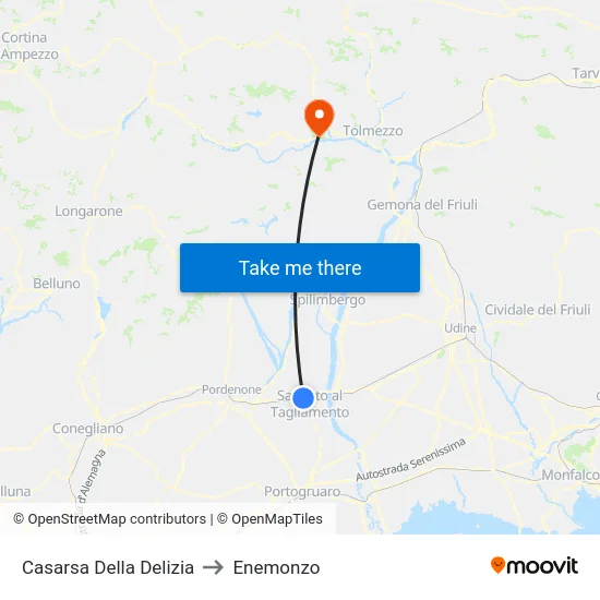 Casarsa Della Delizia to Enemonzo map