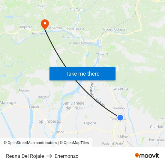 Reana del Rojale to Enemonzo map