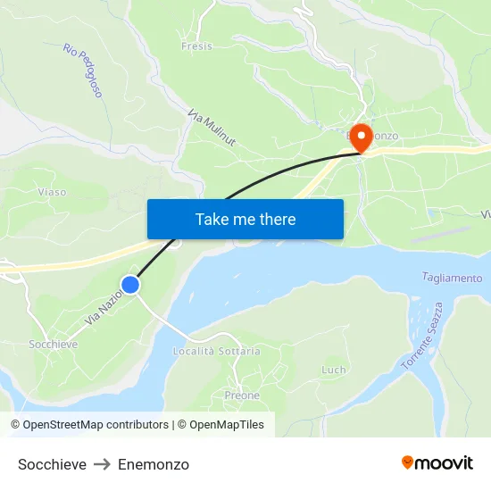 Socchieve to Enemonzo map