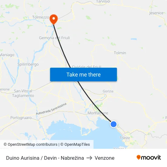 Duino Aurisina / Devin - Nabrežina to Venzone map