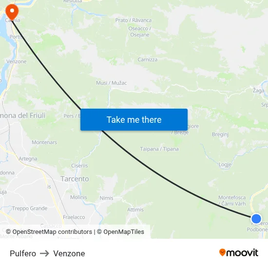 Pulfero to Venzone map