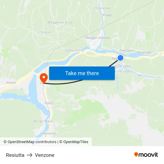 Resiutta to Venzone map