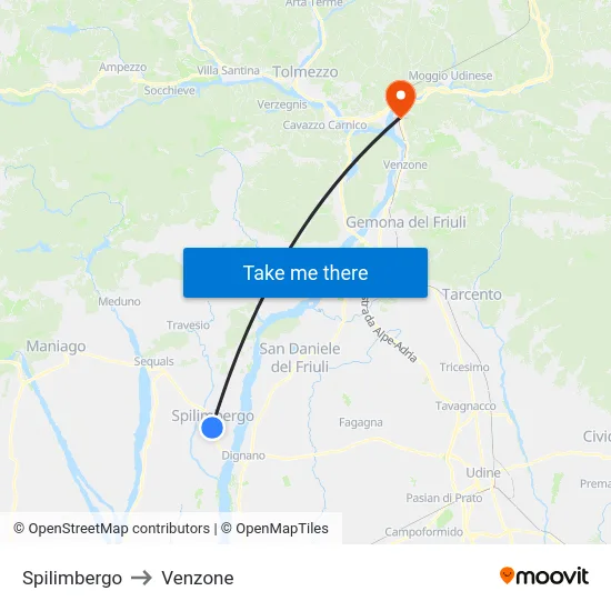 Spilimbergo to Venzone map