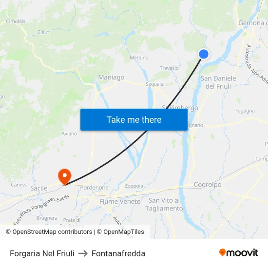 Forgaria Nel Friuli to Fontanafredda map