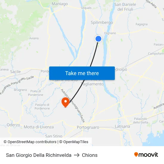 San Giorgio della Richinvelda to Chions map