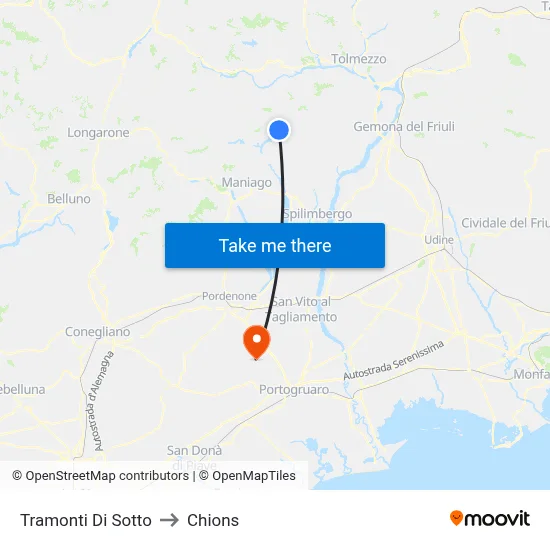 Tramonti di Sotto to Chions map