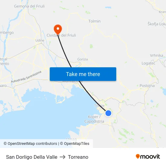 San Dorligo Della Valle to Torreano map