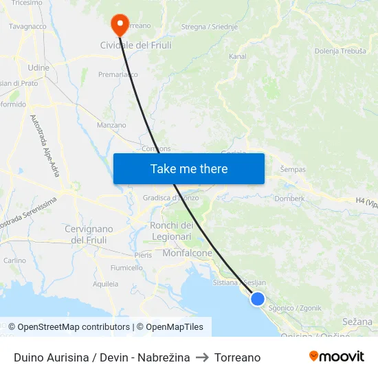 Duino Aurisina / Devin - Nabrežina to Torreano map