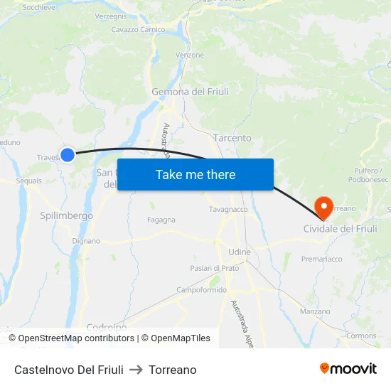 Castelnovo Del Friuli to Torreano map