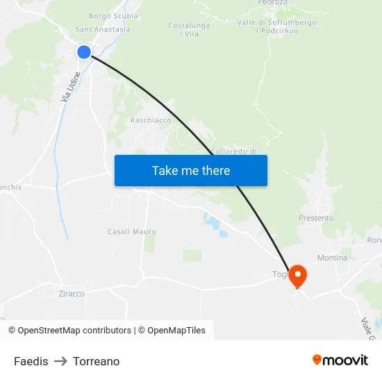 Faedis to Torreano map