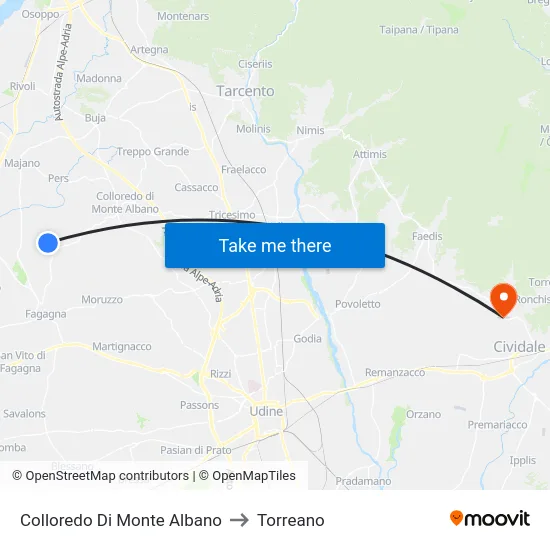 Colloredo Di Monte Albano to Torreano map