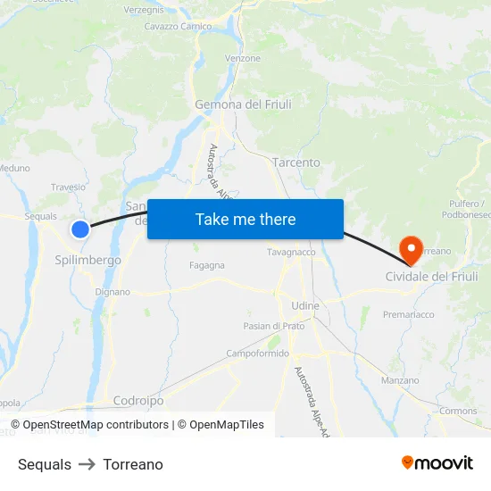 Sequals to Torreano map