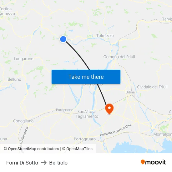 Forni Di Sotto to Bertiolo map