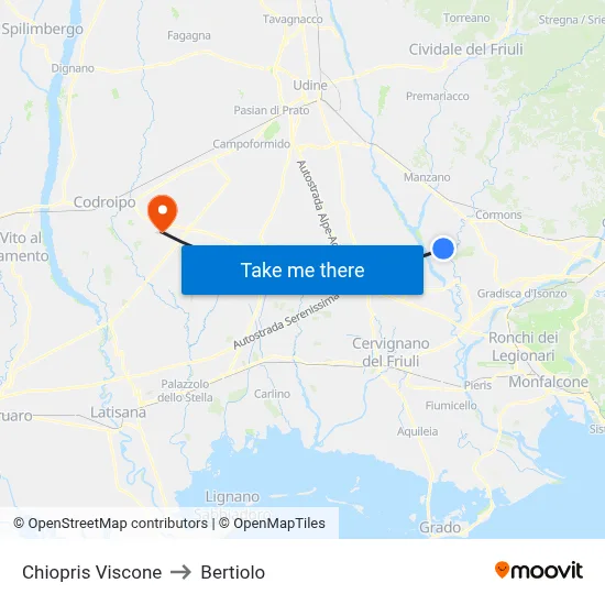 Chiopris Viscone to Bertiolo map