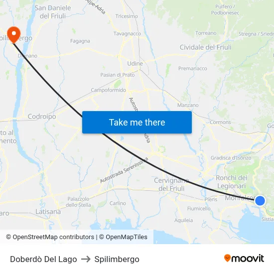 Doberdò Del Lago to Spilimbergo map