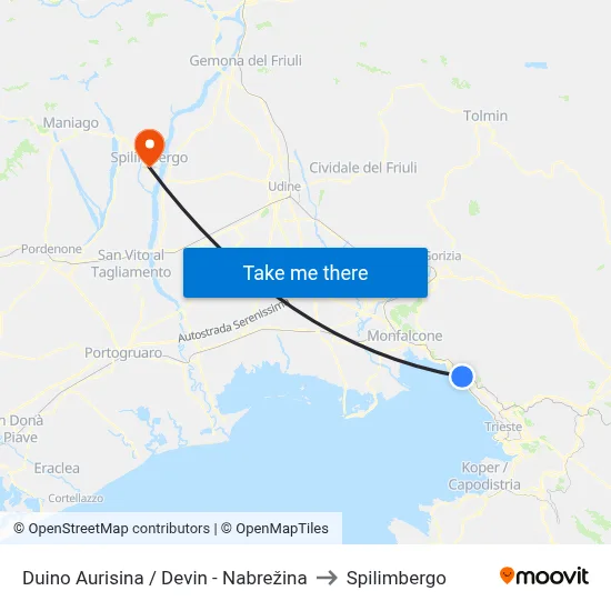 Duino Aurisina / Devin - Nabrežina to Spilimbergo map