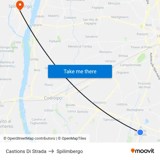 Castions di Strada to Spilimbergo map