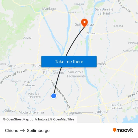 Chions to Spilimbergo map