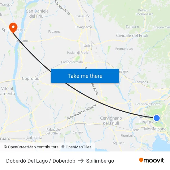 Doberdò del Lago / Doberdob to Spilimbergo map